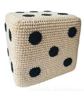 Luna-Leena pouffe dice kids - off white and black dots - cotton - hand crocheted in Nepal