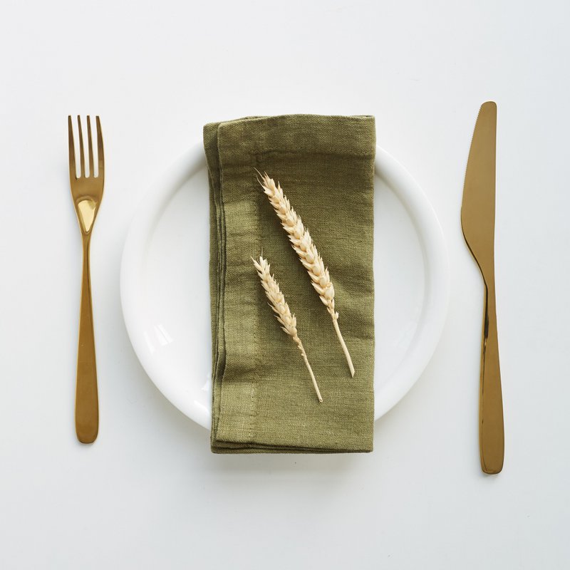 Martini Olive Linen Napkins Set of 2