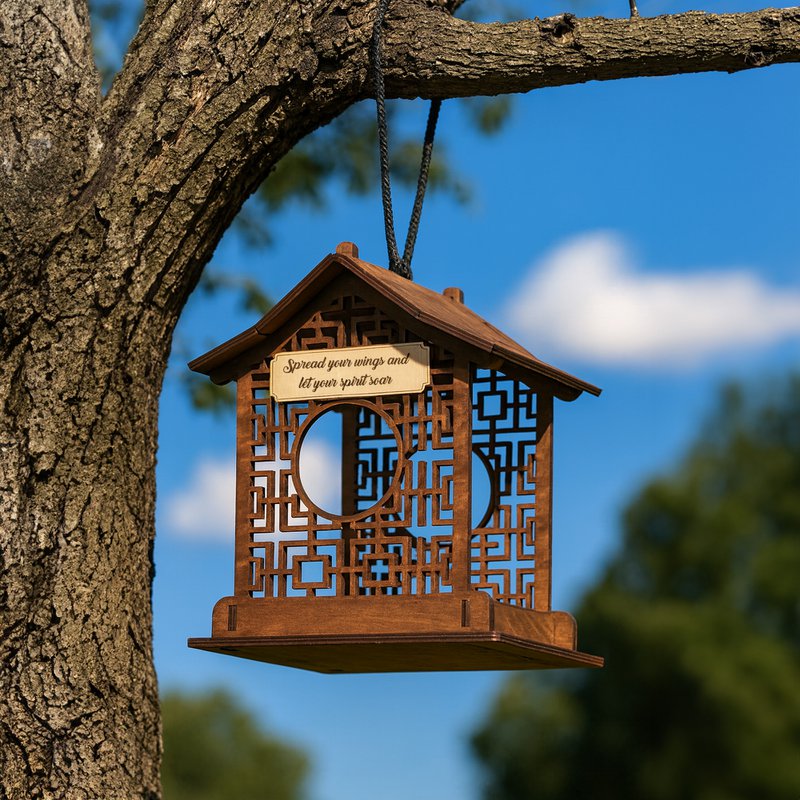 Mangeoire à oiseaux en bois pour petits oiseaux, décoration extérieure fonctionnelle pour jardins et patios