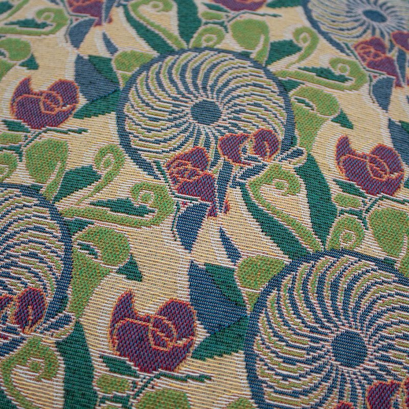 NIN-NIT Cojín Soleil Classiques | cojín decorativo con estampado de naturaleza soleada y hojas | 100% algodón tejido | verde | azul | ocre | beige | blanco | morado | multicolores | 50x50cm