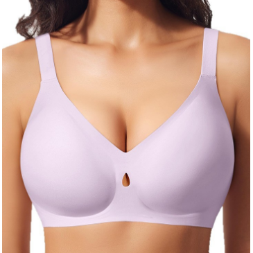 Gather without steel ring, jelly strip, big chest, fat mm, breathable, sexy, seamless underwear, women's bra