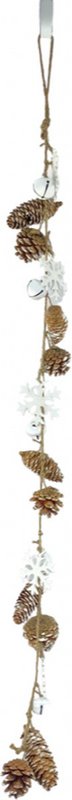 Christmas decoration garland - Garland Pinecone Snowflake | 75 cm | Extra long Christmas garland made of natural materials | White