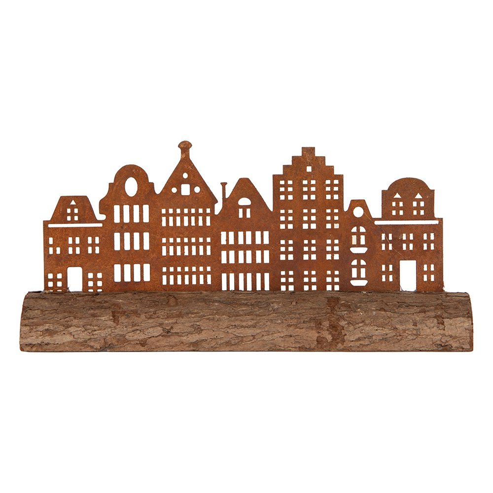 Dekoration Statue Haus 25x5x8 cm Braunes Metall