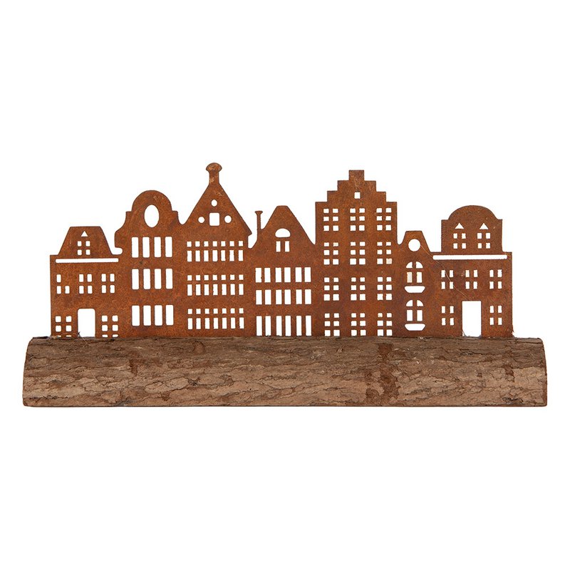 Dekoration Statue Haus 25x5x8 cm Braunes Metall