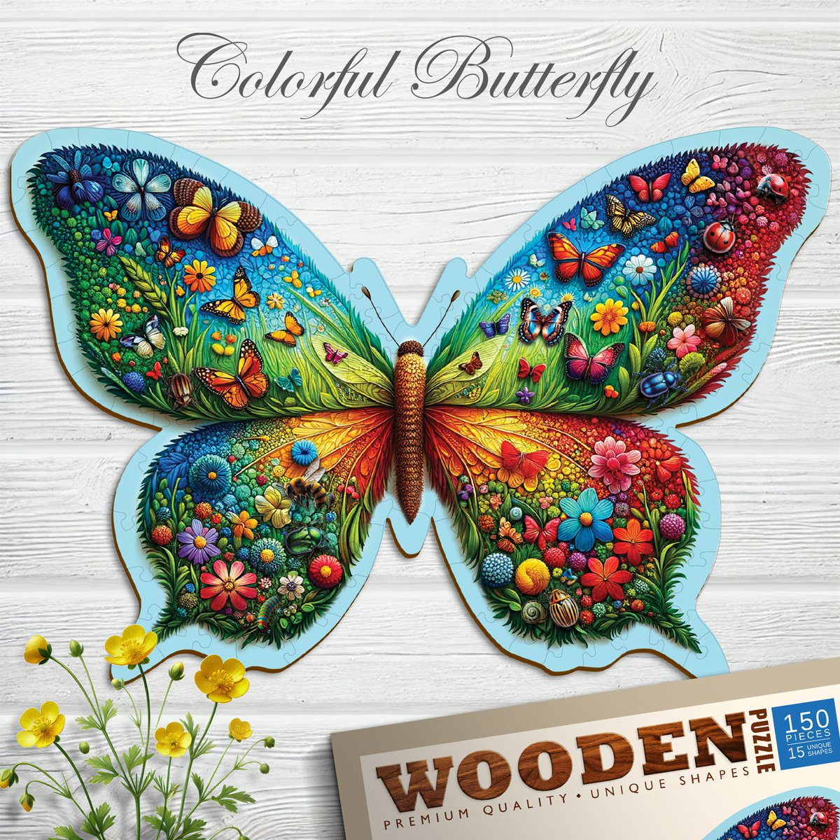 Puzzel - kolorowy motyl