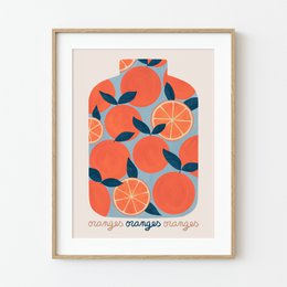 Krukke med konserverede appelsiner (typografi mulighed) Kunsttryk