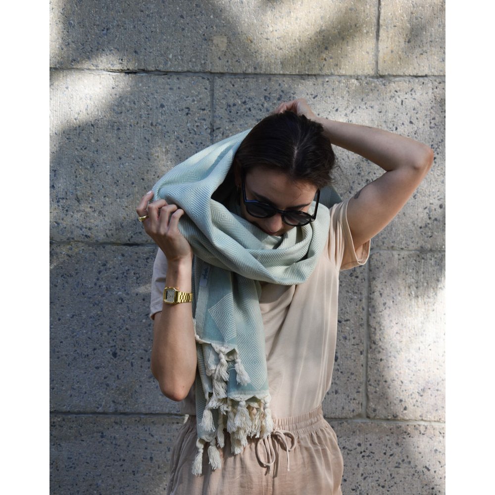 Hammam towel organic cotton Kestane jade
