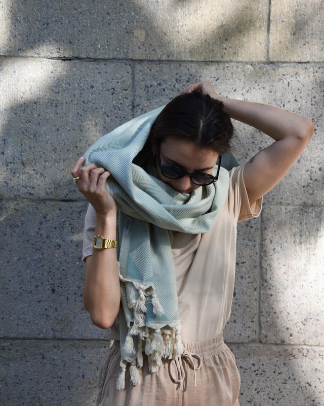 Hammam towel organic cotton Kestane jade