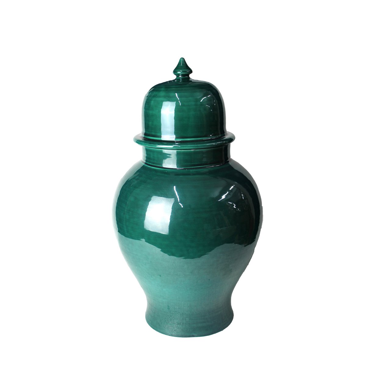Tempel vase ceramic green 43 cm vase with lid dark green