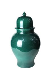 Tempel vase ceramic green 43 cm vase with lid dark green