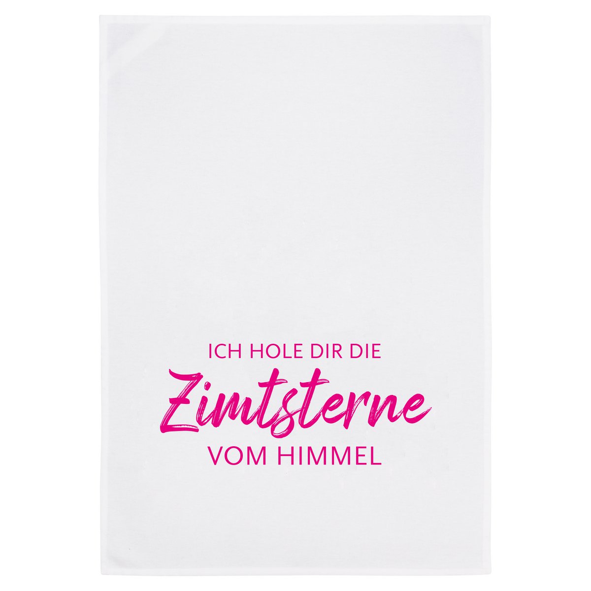 Geschirrtuch weiß, ich hole dir die Zimtsterne vom Himmel in Pink