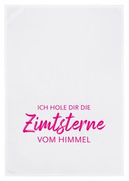 Geschirrtuch weiß, ich hole dir die Zimtsterne vom Himmel in Pink