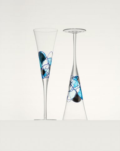 Champagnerflöten Blau
