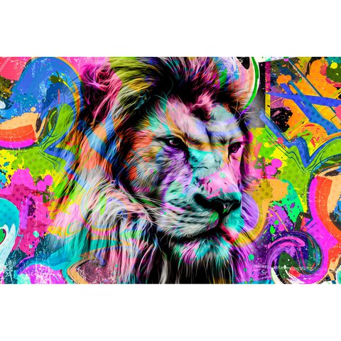 Acrylic glass picture - Grafitti Lion