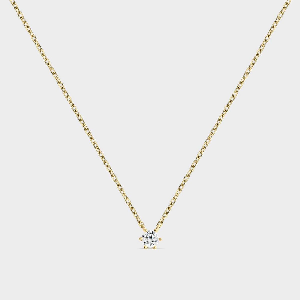 Collar de plata chapado en oro amarillo con circonita montada sobre 6 garras