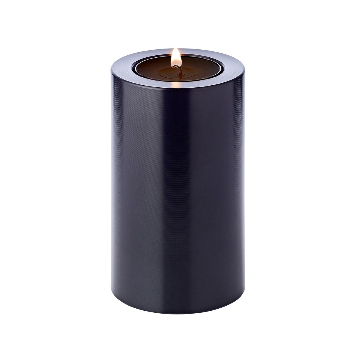 Set of 3 permanent candles Cornelius (Ø 6cm, heights 6/8/10 cm) black, tealight holder heat-resistant 90°