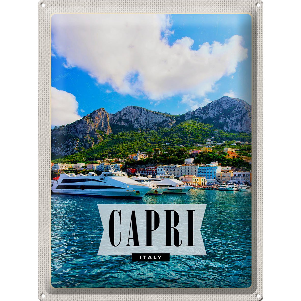 Tin Sign Travel 30x40cm Capri Italy Island Sea Vacation