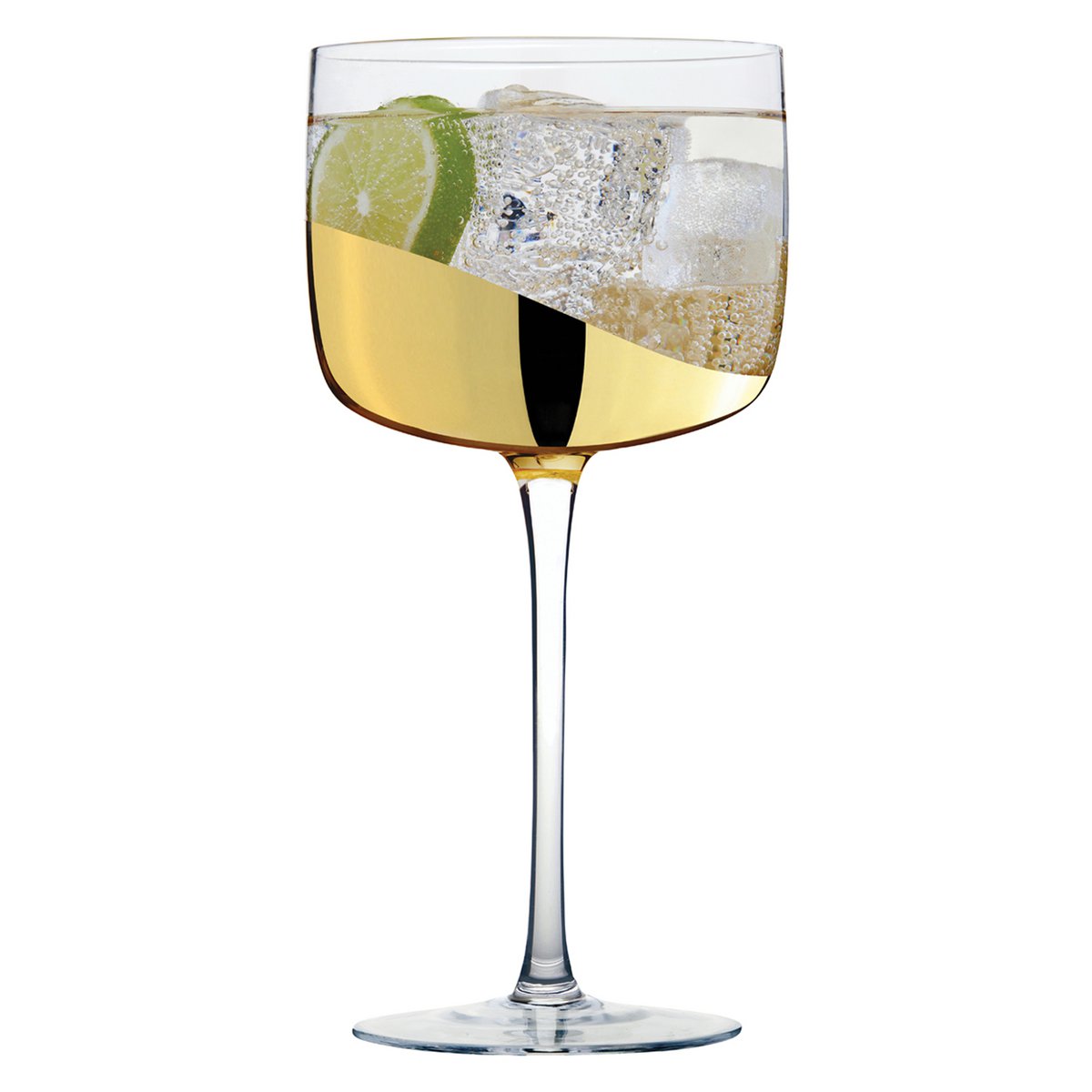 Set of 2 Wave Gold Gin Glasses - Cocktail Glass Set