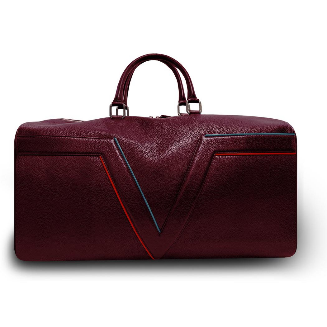 Sac de voyage VUE LAC  Collection Initial - Bordeaux  - Liserés Rouges et Bleus