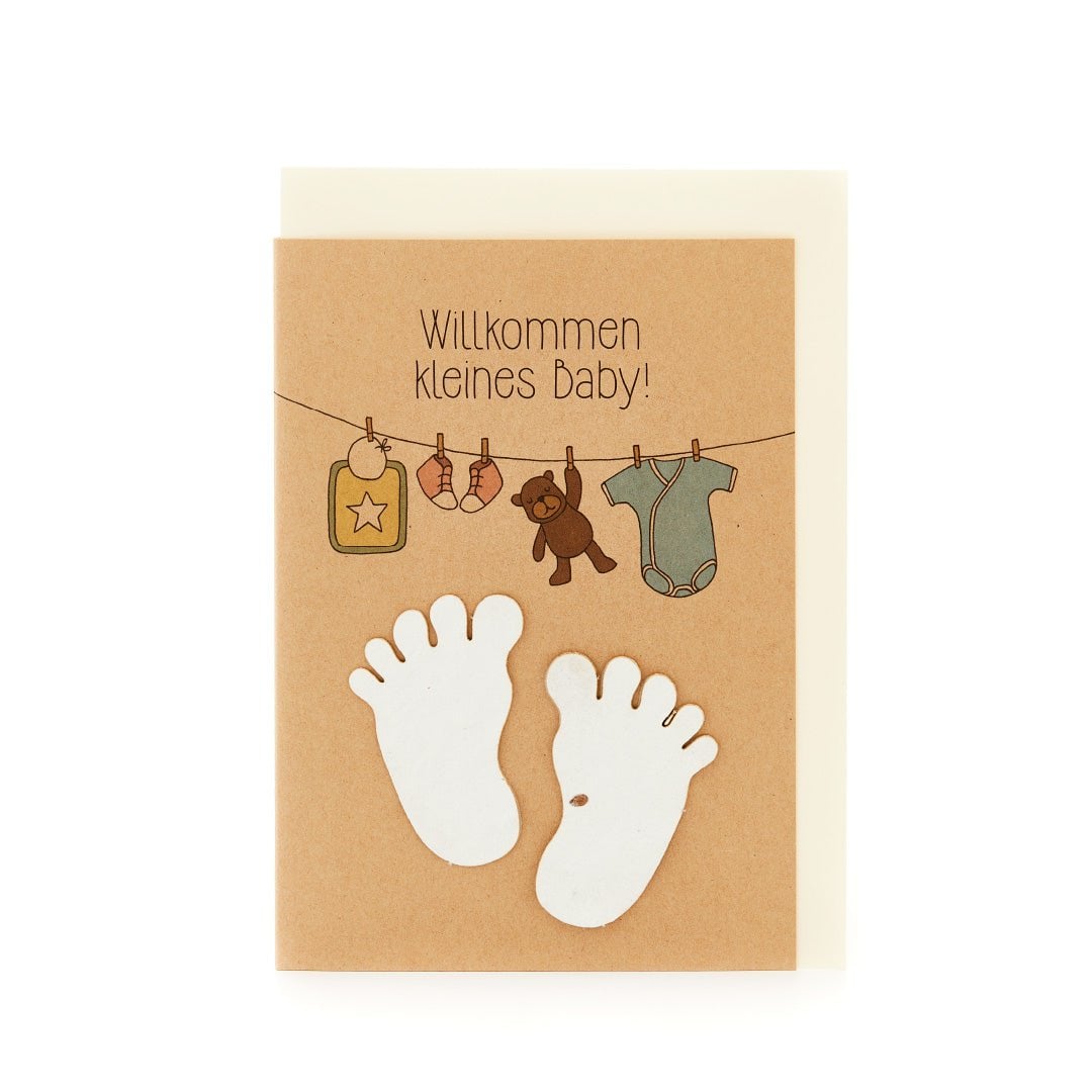 Grußkarte - Willkommen kleines Baby - Babyfüße