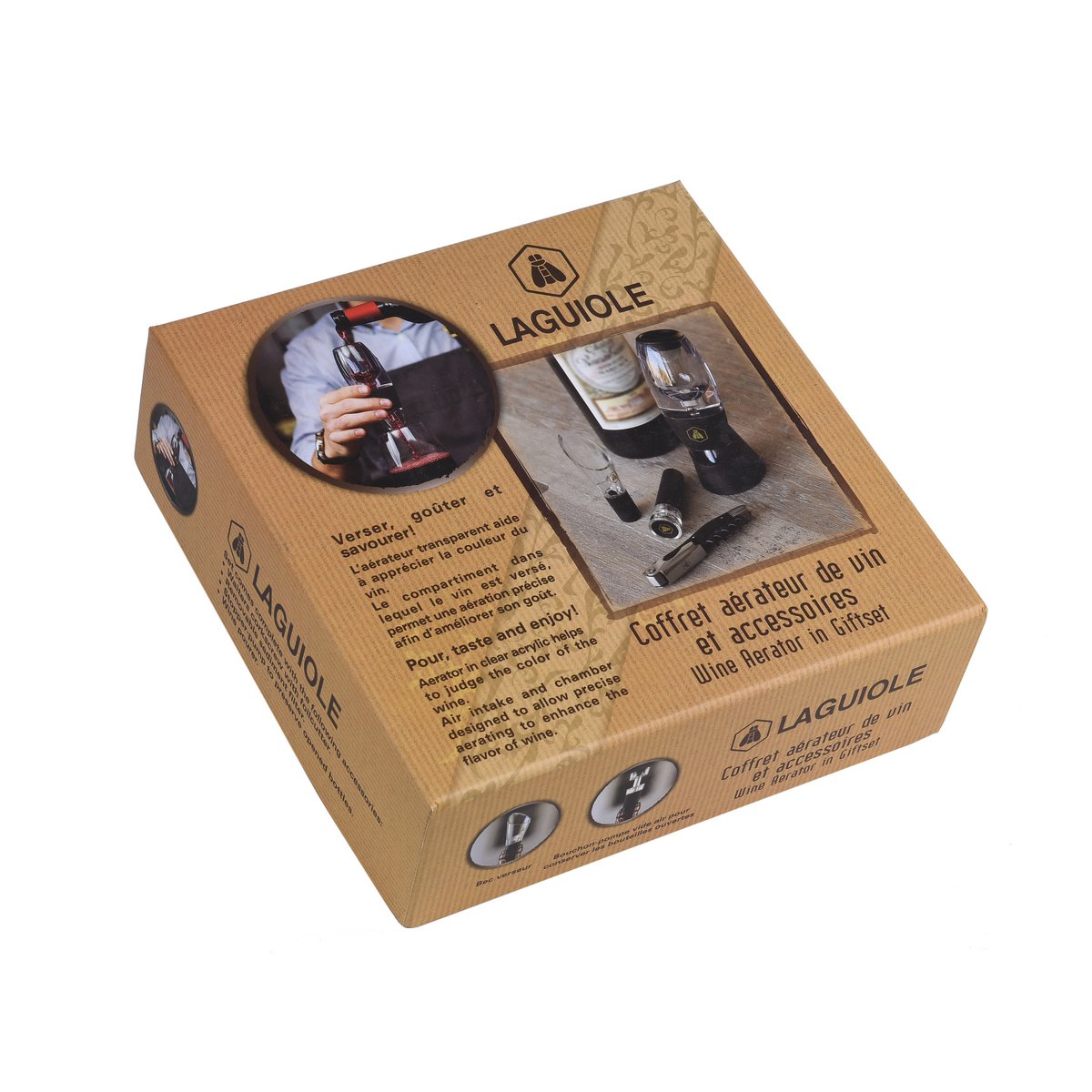 LAGUIOLE COFFRET VIN WINE AERATOR GIFTSET 4 ACCESSORIES