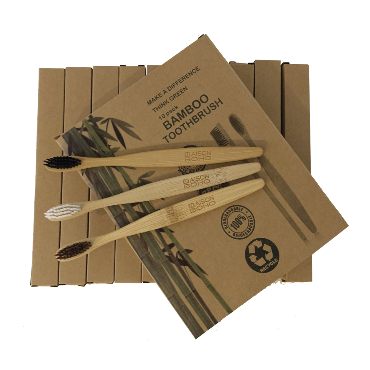 Bamboe Tandenborstel set 20 stuks multi colour brown