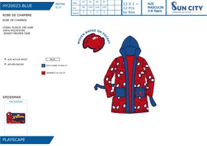 Lot of 12 Units | Children's Spiderman Dressing Gown | Officially Licensed Products | SUN CITY Group