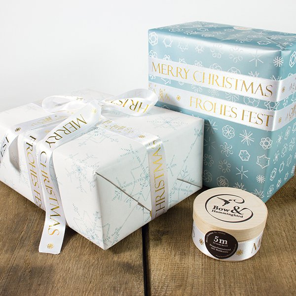Satin ribbon Merry Christmas (25 m roll)
