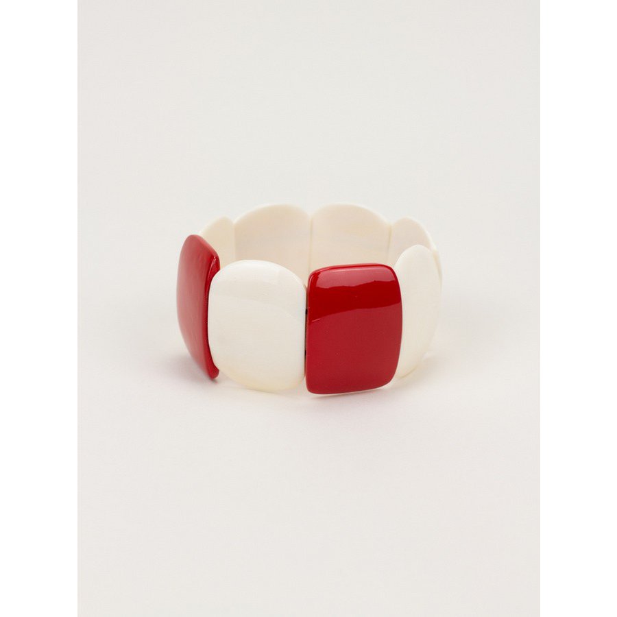 Bracelet 8 pièces en os et laque rouge
