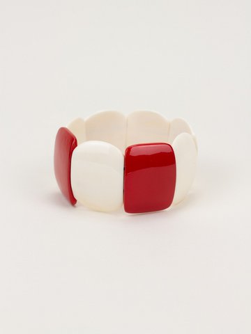 8-piece bracelet in bone and red lacquer