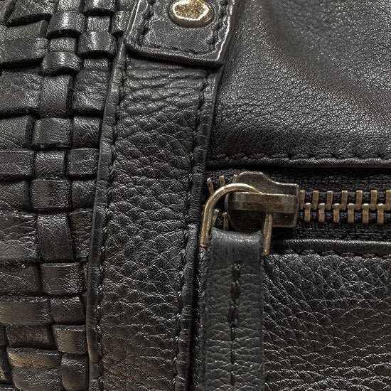 Arrigo Ladies Shopper - sort flettet læder med lynlås