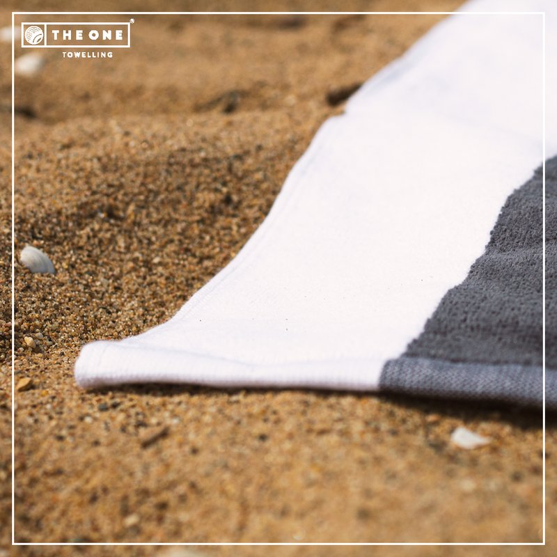 Beach Towel, 100% cotton, 90x190 cm, Stripe Anthracite/Light Grey
