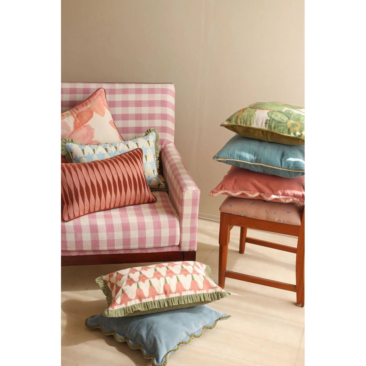 Kussenhoes | Mirage Scallop zachtblauwe kussenhoes van Sanctuary Living