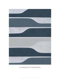 A composition of abstract geometric shapes in shades of gray and black, creating a minimalist and modern wall art design.