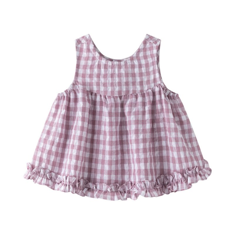 Babyblouse met mauve vichyprint en ruche BGV96544