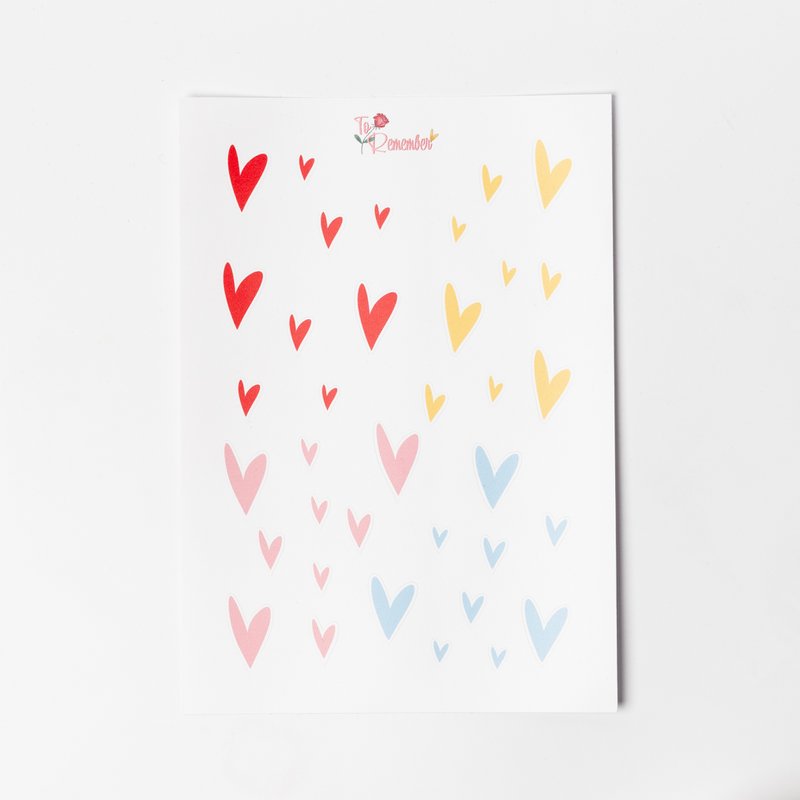 Foglio di adesivi - cuori