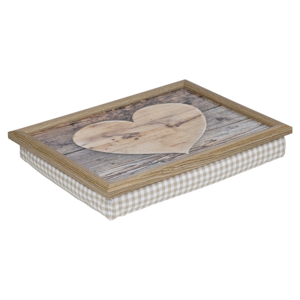 lap cushion wooden heart 43cm