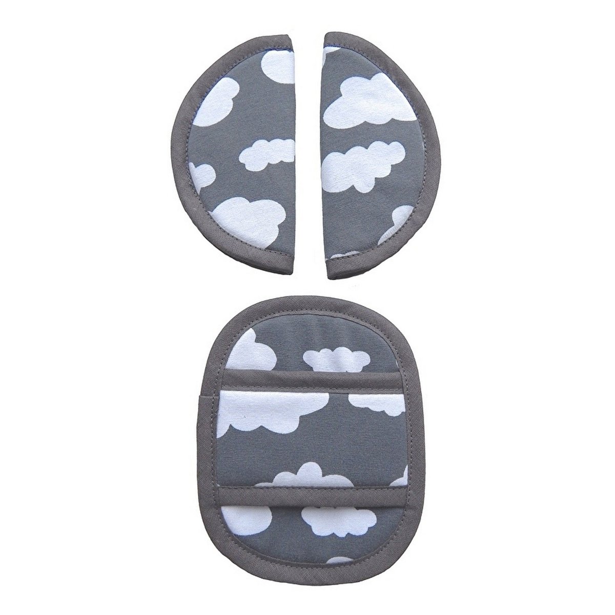 Maxi Cosi Belt Protectors - Gray with White Clouds