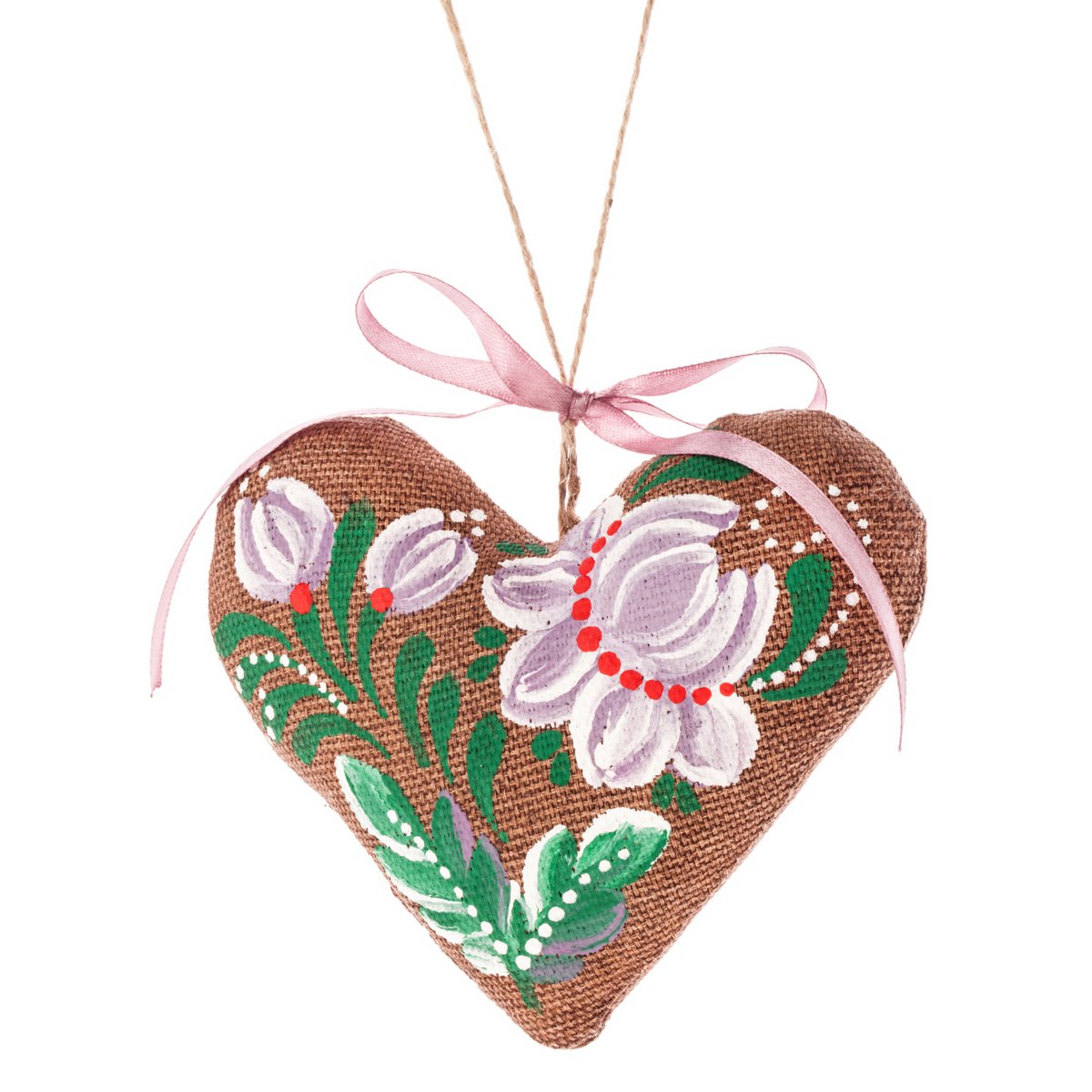 Hand made cocoa scented "Heart with lilac flowers"