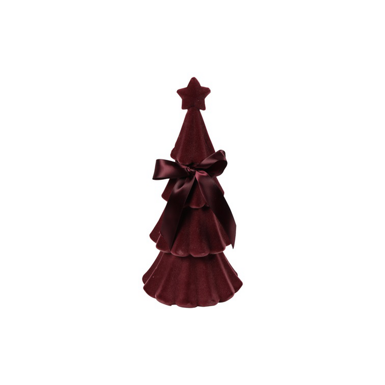 Kerstboom Velvet Connor stof L12,7B12,7H30,48CM bordeaux