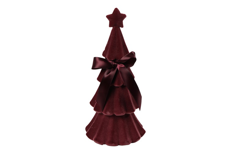 Kerstboom Velvet Connor stof L12,7B12,7H30,48CM bordeaux