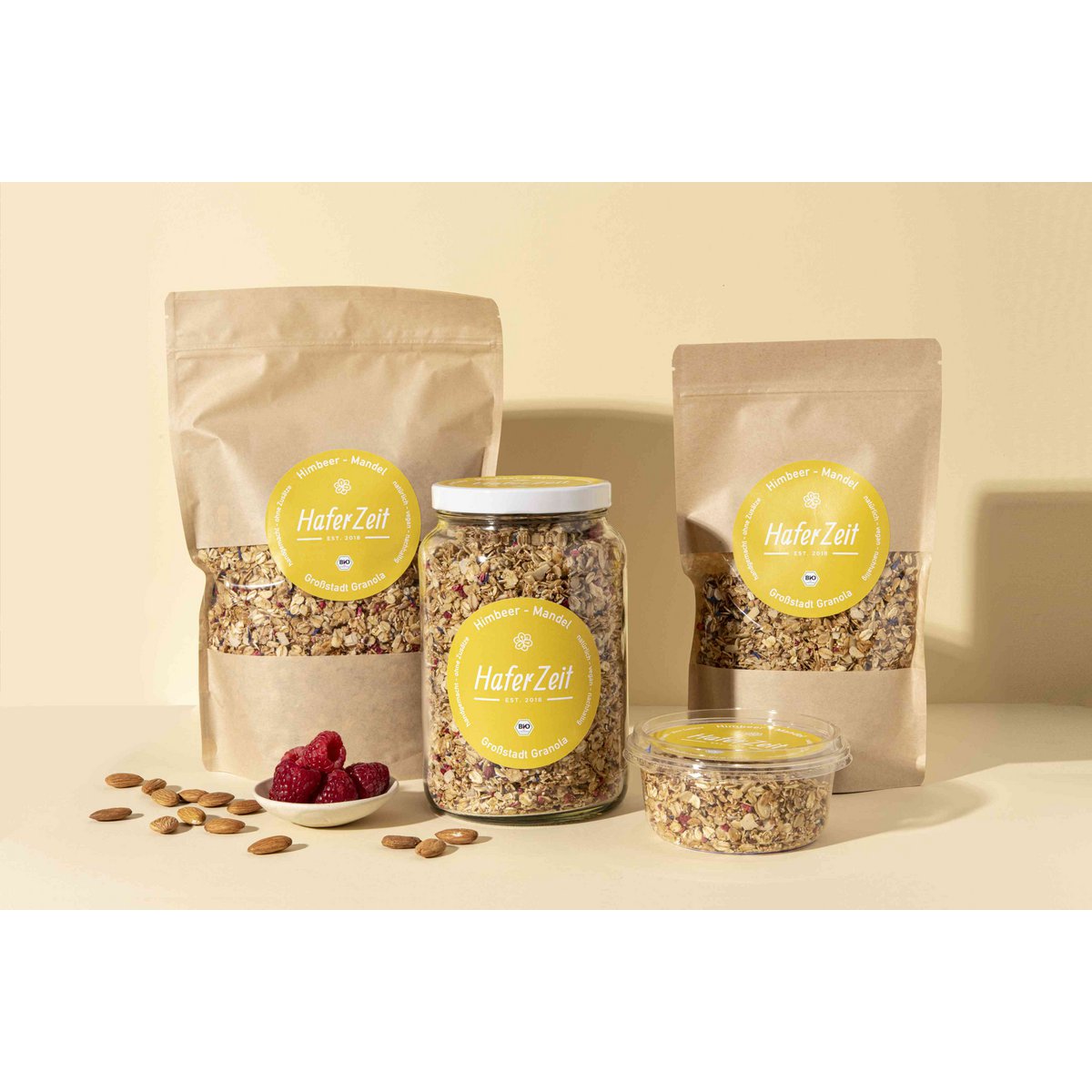 Granola orgánica de frambuesa y almendras