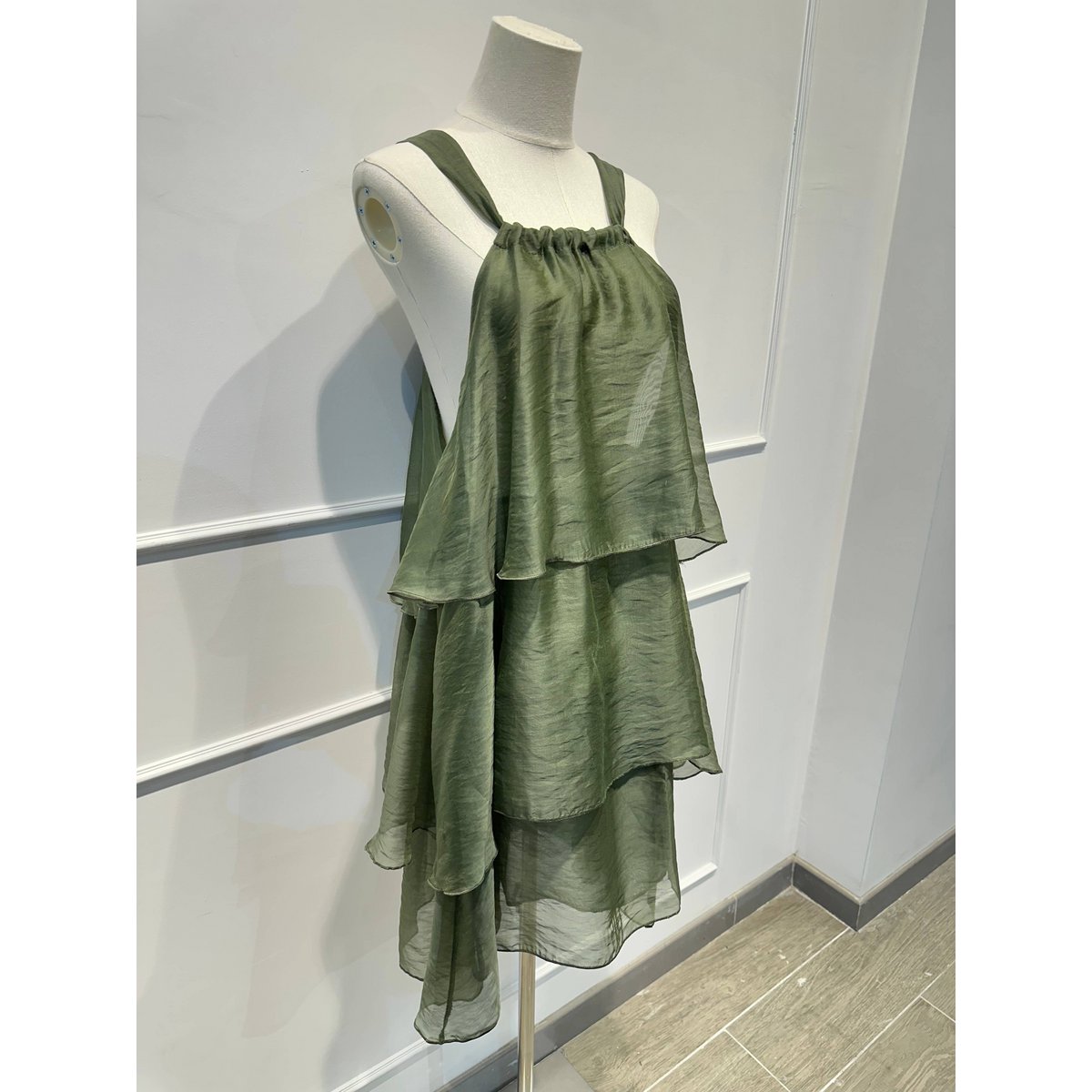 Robe à Volants à Bretelles et Nœud Déco - LYOCELL - 7746