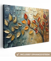 Canvas schilderij  - Wanddecoratie Boom - Abstract - Natuur - Kunst - Muurdecoratie woonkamer - Kamer decoratie modern - Abstracte schilderijen