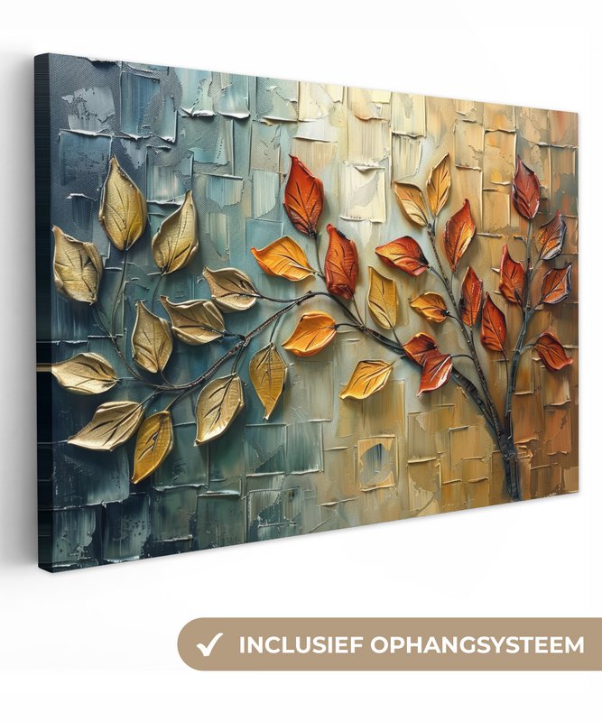 Canvas schilderij  - Wanddecoratie Boom - Abstract - Natuur - Kunst - Muurdecoratie woonkamer - Kamer decoratie modern - Abstracte schilderijen