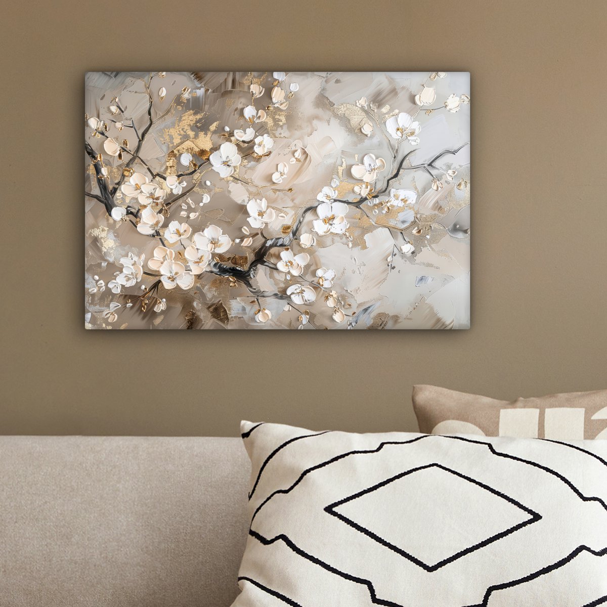 Leinwand Malerei - Wanddekoration - Grün - modern - Zusammenfassung - Gold