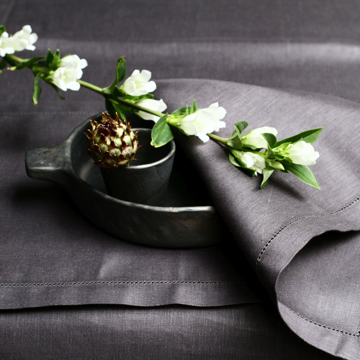 Linen napkin Atlas - black