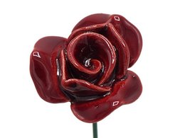 Rose flower ceramic red 3.5 cm