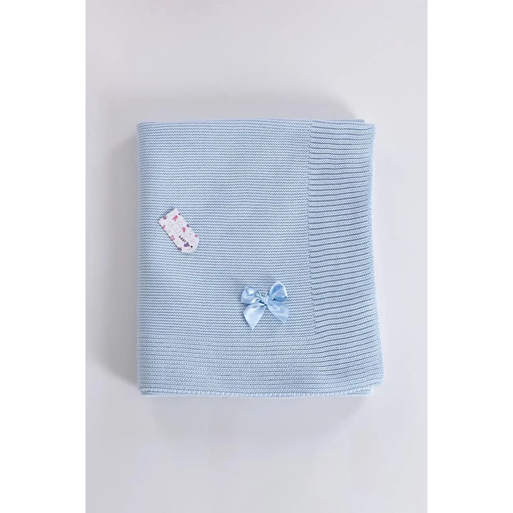 Coperta morbida in maglia per bambini con fiocco, 80x80