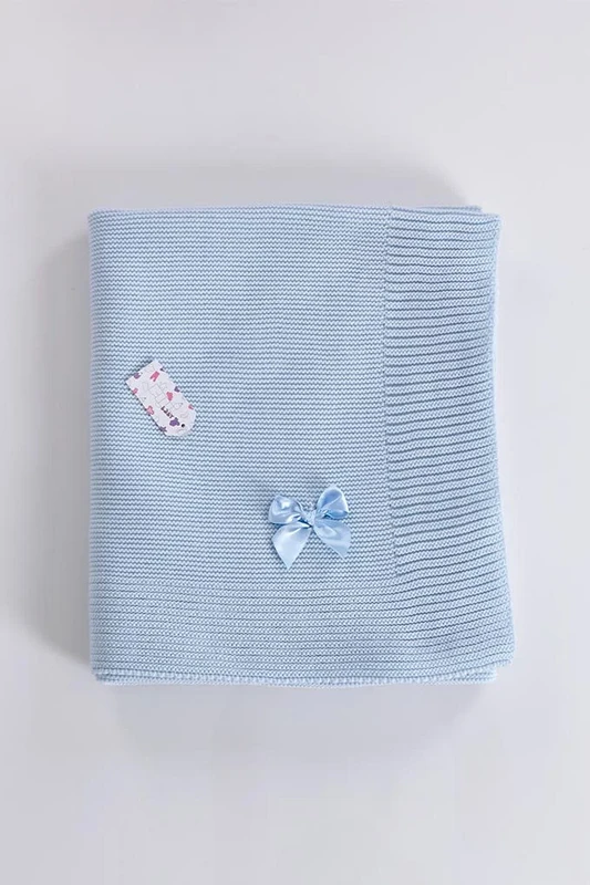 Coperta morbida in maglia per bambini con fiocco, 80x80